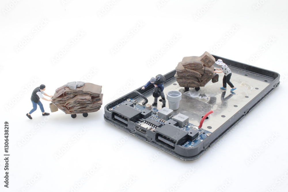 Miniature Workers Transporting Paper Logs on a Smartphone Miniature Workers Transporting Paper Logs on a Smartphone