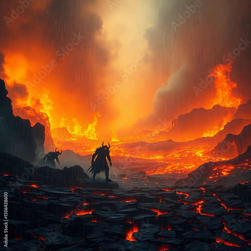 Photorealistic Biblical Depiction of Hell – Fiery Underworld of Eternal Damnation