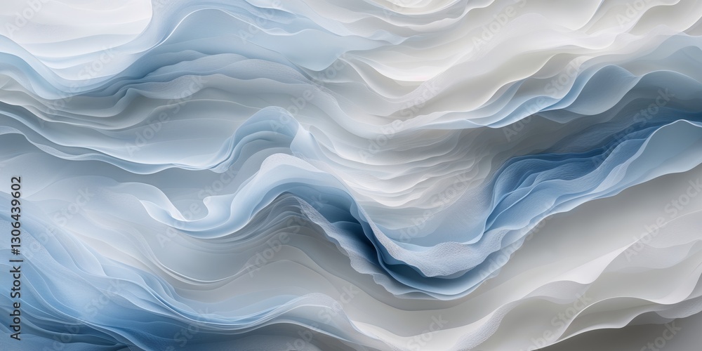 Naklejka premium Abstract depiction of flowing blue and white layered surfaces