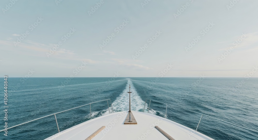 Obraz premium Copy space image of a breathtaking view from the yacht s bow towards the sea.