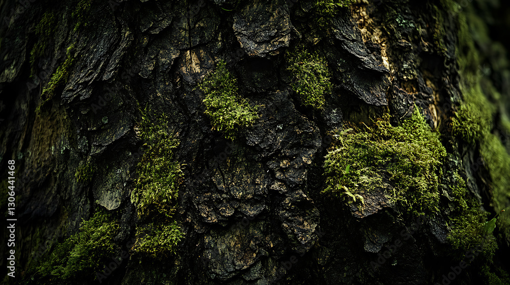 A tree with a thick trunk and intricate bark patterns A tree with a thick trunk and intricate bark patterns