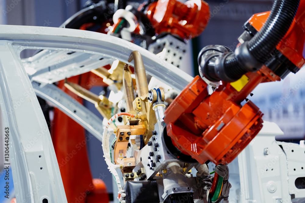 robot arm working in factory