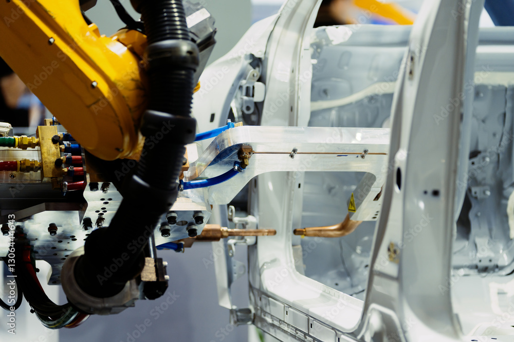 robot arm working in factory