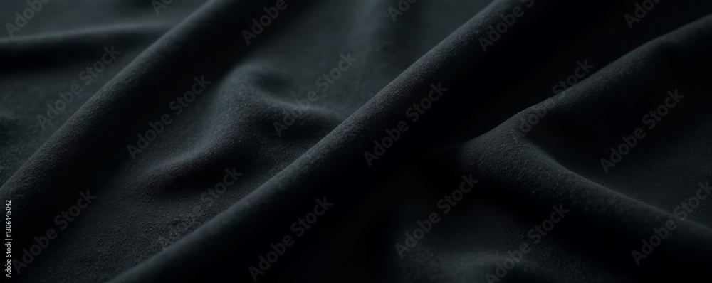 Fototapeta premium Deep black suede, soft nap, subtle light variations, high-resolution, luxurious background