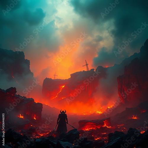 Photorealistic Biblical Depiction of Hell – Fiery Underworld of Eternal Damnation