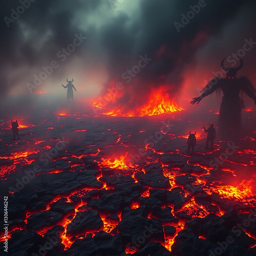 Photorealistic Biblical Depiction of Hell – Fiery Underworld of Eternal Damnation