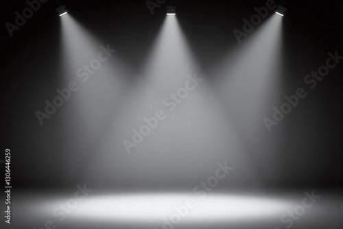 white room with three spotlights on the wall