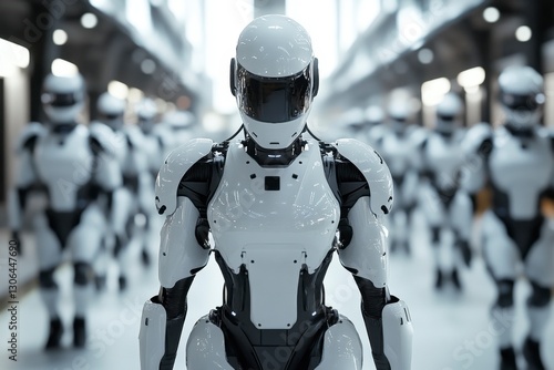 Wallpaper Mural White Futuristic Robot Army Standing in a Corridor Torontodigital.ca