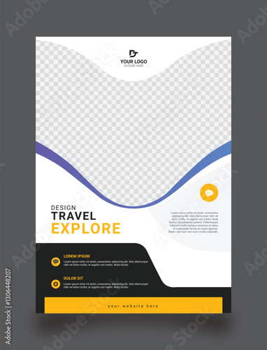 Travel sale flyer template with photo. - Vector