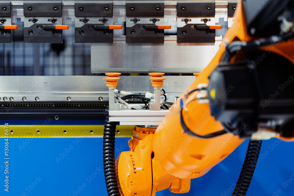 robot arm working in factory