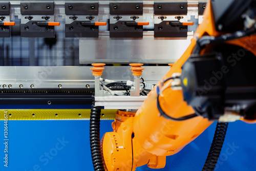 Obraz na płótnie robot arm working in factory w salonie