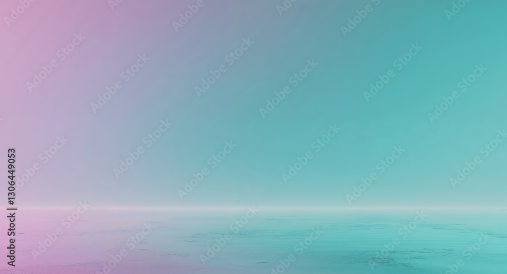 Fototapeta premium Bright turquoise blending into soft aqua neon glow gradient background.