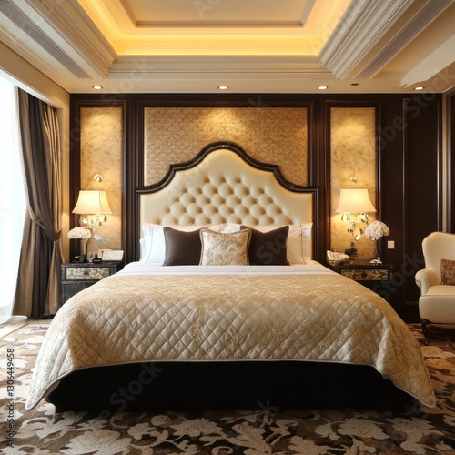 hotel bedroom with bed