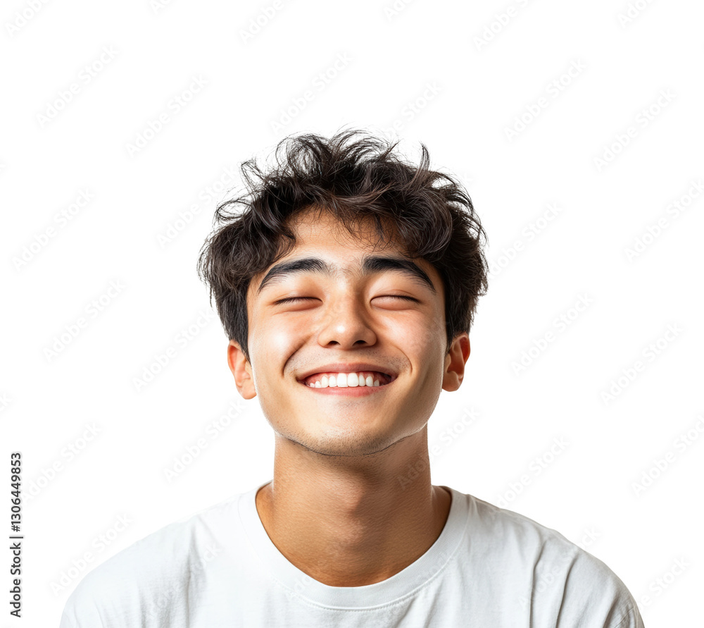 Joyful smiling young man portrait bright isolated on transparent background Joyful smiling young man portrait bright isolated on transparent background