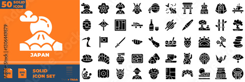 Japan Solid Editable Icons set