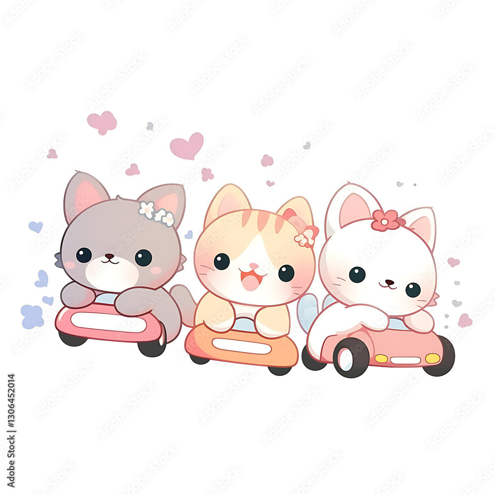Playful and whimsical cat illustrations in vibrant and minimalist designs Playful and whimsical cat illustrations in vibrant and minimalist designs