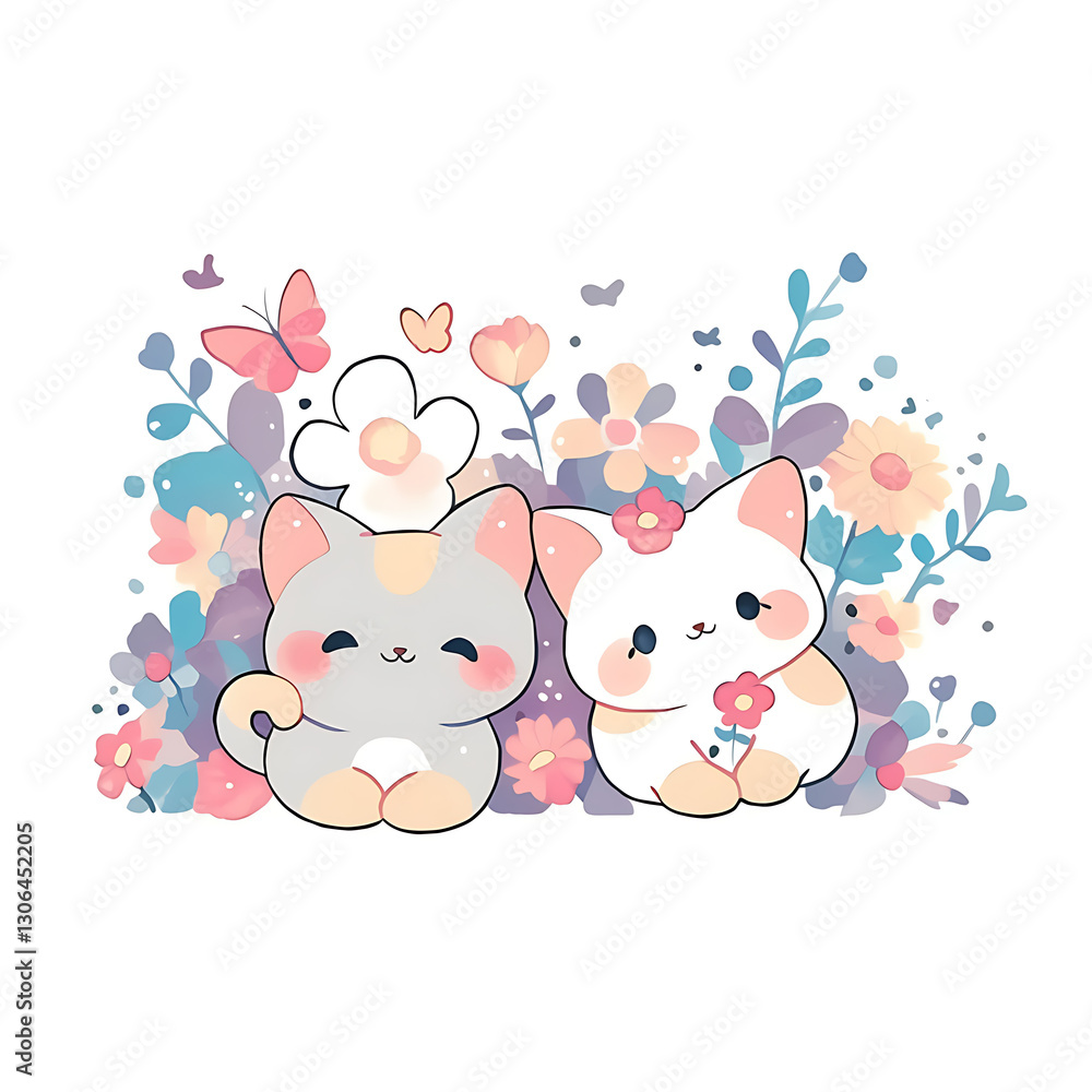 Obraz premium Playful and whimsical cat illustrations in vibrant and minimalist designs