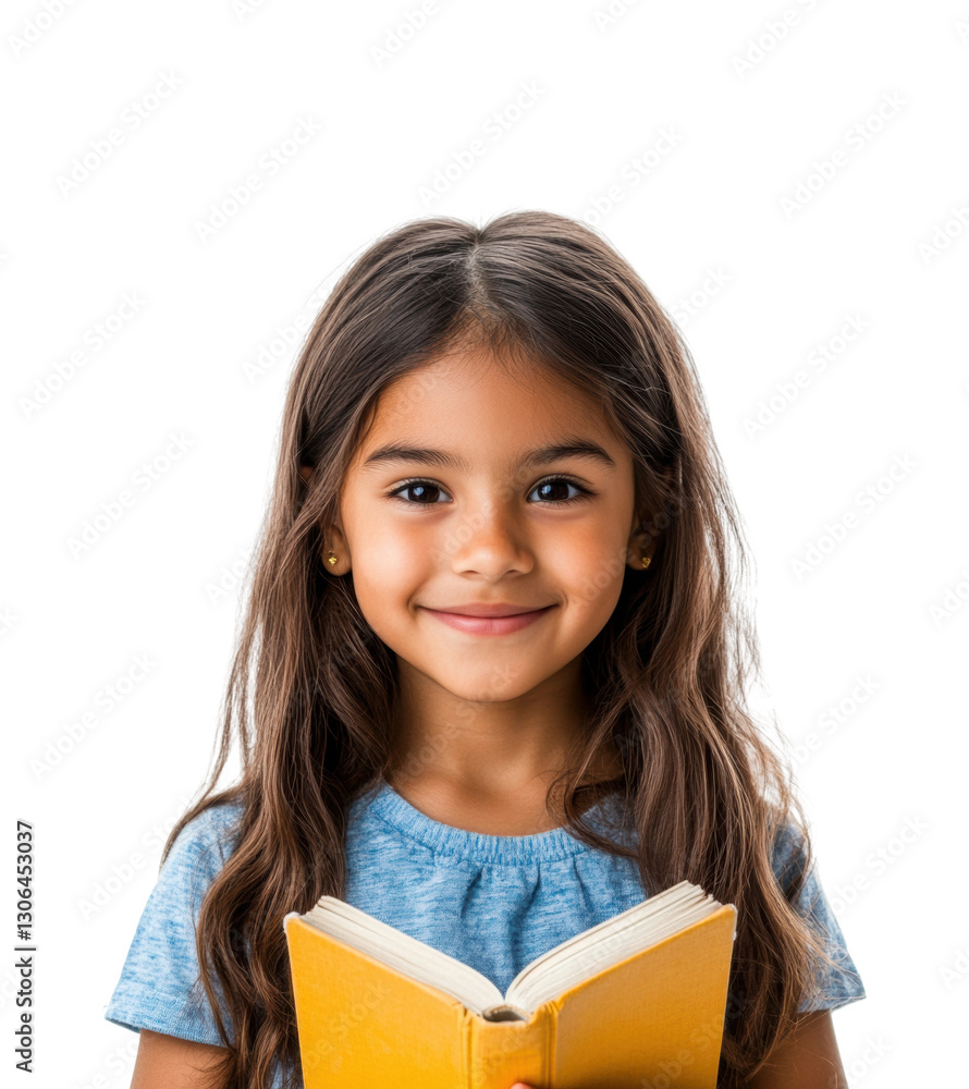 Girl reading book in joyful expression isolated on transparent background Girl reading book in joyful expression isolated on transparent background