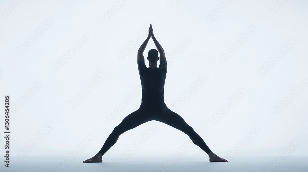 A man stretching in reverse triangle pose on a white background. A man stretching in reverse triangle pose on a white background.