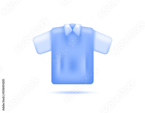 illustration of a blue shirt with a collar. short sleeve shirt. clothing or outfit. fashion. symbol or icon. minimalist 3d style design. element