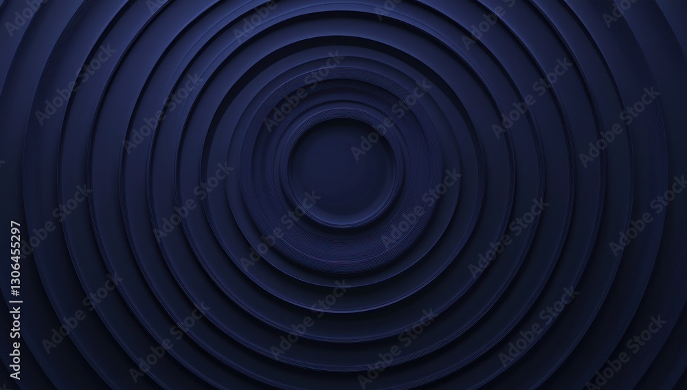 Obraz premium Dark navy blue concentric circles abstract background.