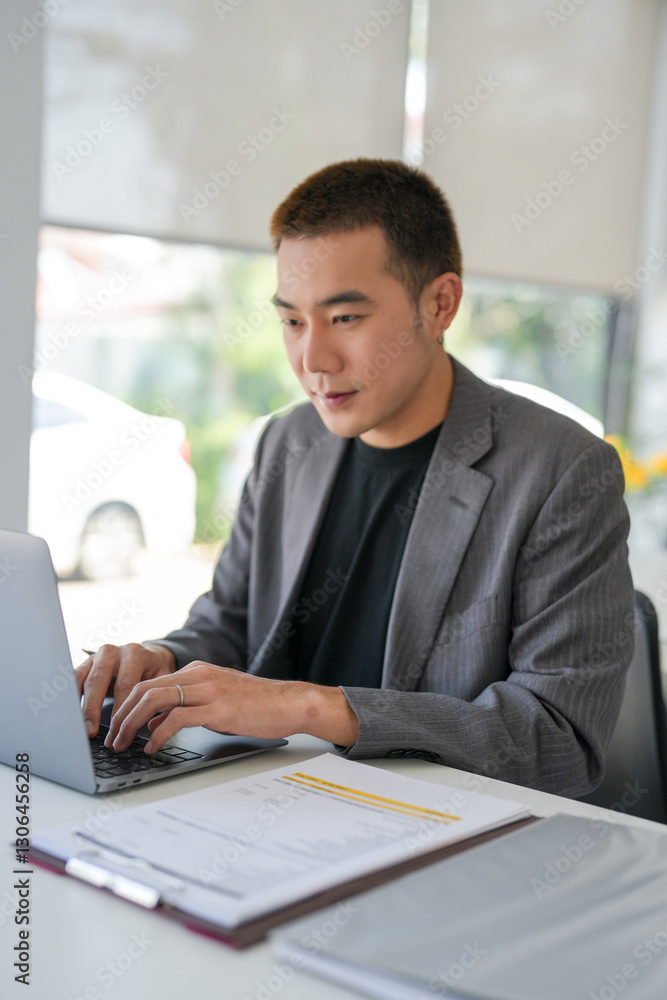 Business man working using laptop computer Hands typing keyboard. Professional investor working start up project. business planning in office. Technology business Business man working using laptop computer Hands typing keyboard. Professional investor working start up project. business planning in office. Technology business
