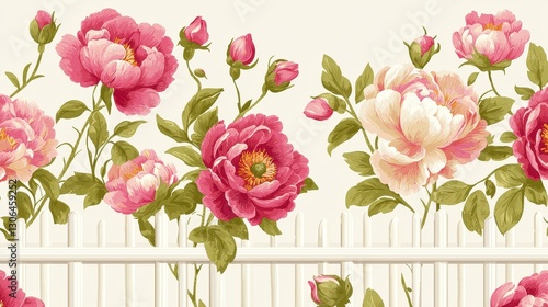 Beautiful Floral Wallpaper Design with Roses and Green Leaves