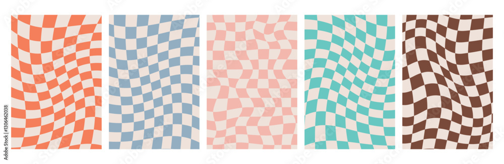 Groovy Distorted Checkered Background. Retro Twisted Trendy Waves Trippy Grid. Isolated Hand drawn rectangle templates collection. Hippie aesthetic psychedelic 1970s style Groovy Distorted Checkered Background. Retro Twisted Trendy Waves Trippy Grid. Isolated Hand drawn rectangle templates collection. Hippie aesthetic psychedelic 1970s style