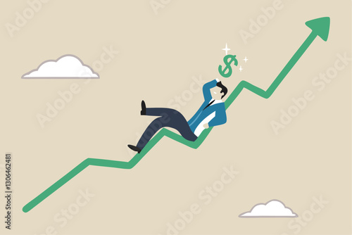 La inversión exitosa obtiene más ganancias o un fondo común de retorno de fácil crecimiento, gana dinero con el comercio de criptodivisa o sueña con ser un concepto rico, el inversor empresario se rel