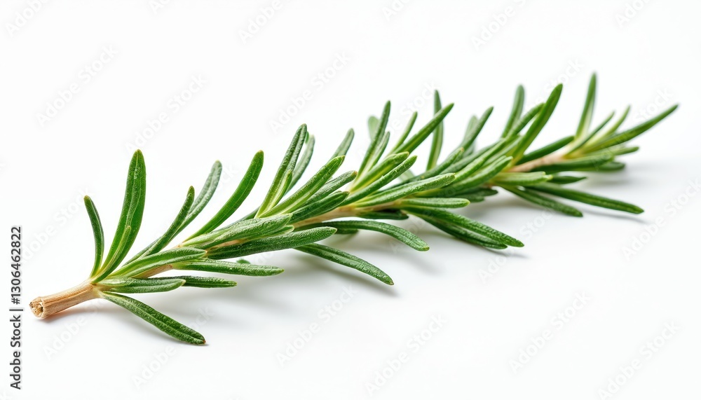 Fresh rosemary sprig on white backdrop. Culinary herb ingredient for cooking. Aromatic plant for food, aromatherapy, decoration. Evergreen shrub, spice. Mediterranean cuisine flavor enhancer. Natural Fresh rosemary sprig on white backdrop. Culinary herb ingredient for cooking. Aromatic plant for food, aromatherapy, decoration. Evergreen shrub, spice. Mediterranean cuisine flavor enhancer. Natural