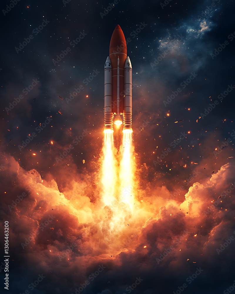 Fototapeta premium view of futuristic space rocket