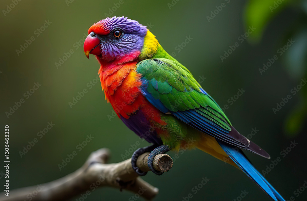 Obraz premium A bird of unusual color sits on a branch.