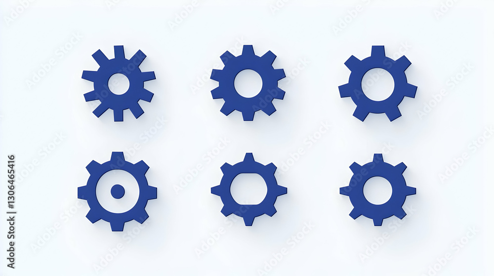 Blue Gear Shapes for Creative Design and Industry Illustration Blue Gear Shapes for Creative Design and Industry Illustration