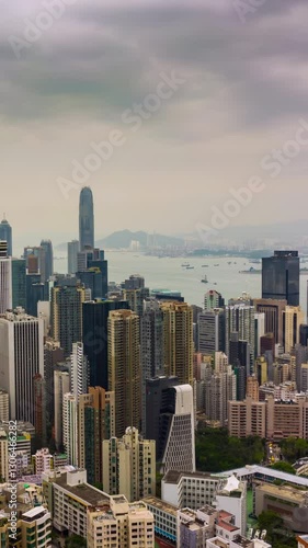 Wallpaper Mural day light famous hong kong cityscape harbor traffic aerial vertical timelapse panorama 4k hong kong Torontodigital.ca