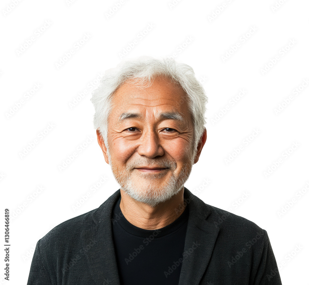 Elderly man smiling portrait bright joy isolated on transparent background Elderly man smiling portrait bright joy isolated on transparent background