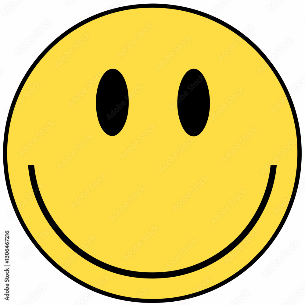 Fototapeta premium bright yellow emoticon with smile, friendly graphic icon, minimal design
