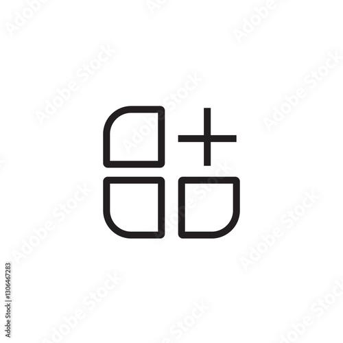 Layout grid add icon isolated on white background. App Icon, Flat App Icon – Vector