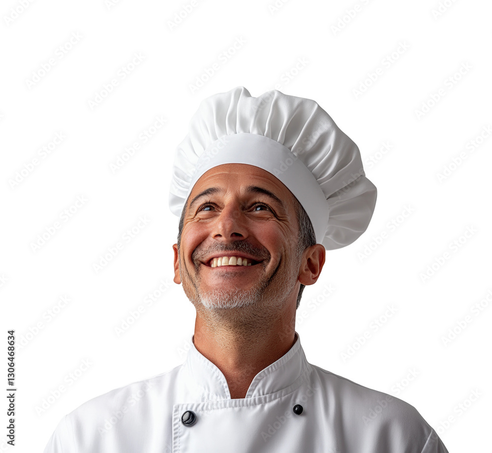 Culinary inspiration chef smiling isolated on transparent background Culinary inspiration chef smiling isolated on transparent background