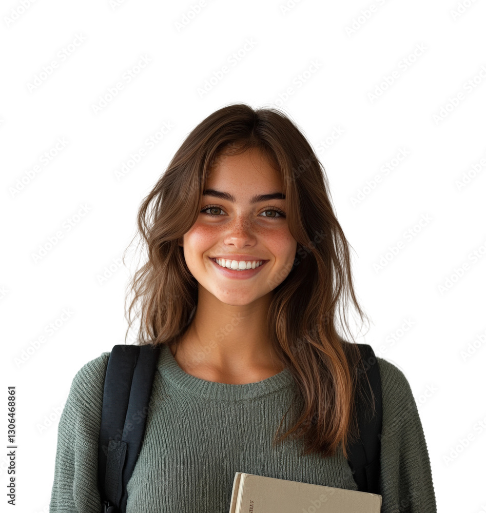 Smiling student portrait in minimalist isolated on transparent background Smiling student portrait in minimalist isolated on transparent background