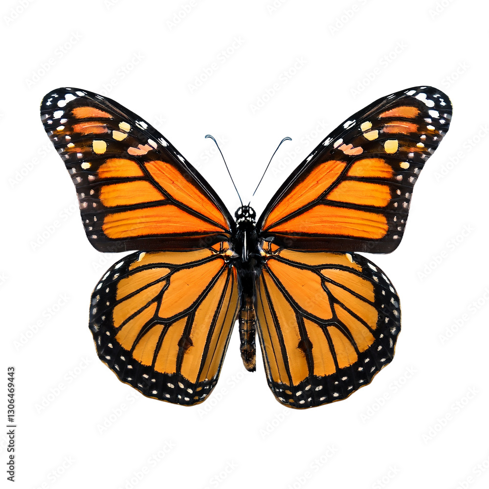 Fototapeta premium Monarch Butterfly Close Up, butterfly isolated on white background, PNG File