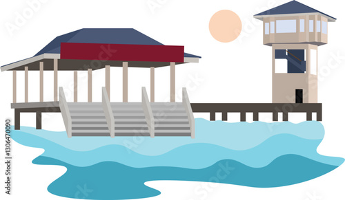 Kampung ayer in brunei vector 
