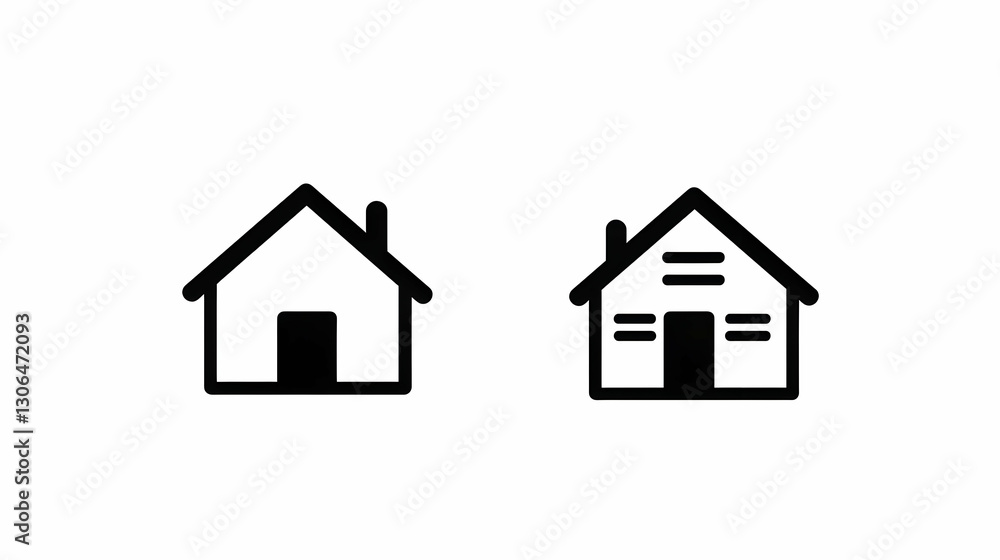 Simple Black and White House Icons for Graphic Design Projects Simple Black and White House Icons for Graphic Design Projects