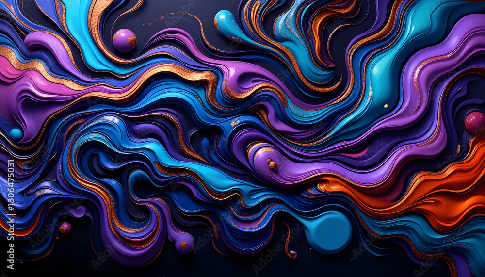 Obraz premium Marbled Effect with Bold Teals, Purples, and Oranges in Abstract Design