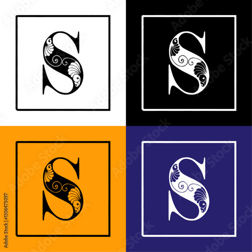 Latter S Design. Floral Typography. Vintage Typography. Monogram Design. Floral Monogram Typography. Vintage Decorative Alphabet. Luxury Alphabet Collection. Type Design. Intricate Letter Art Design