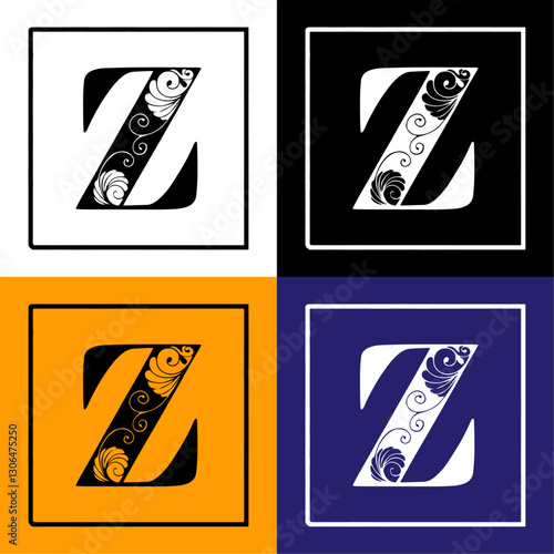 Latter Z Design. Floral Typography. Vintage Typography. Monogram Design. Floral Monogram Typography. Vintage Decorative Alphabet. Luxury Alphabet Collection. Type Design. Intricate Letter Art Design