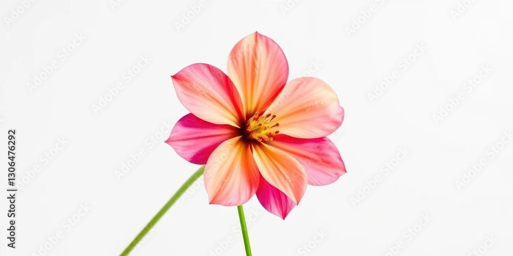 Fototapeta premium A single, vibrant bloom isolated against a pure white backdrop, leaf, blue