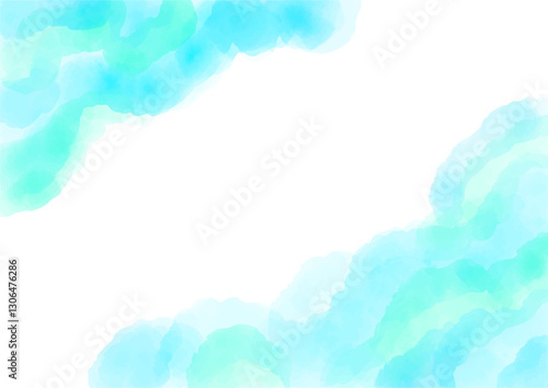 涼感を感じる明るい水彩の波　