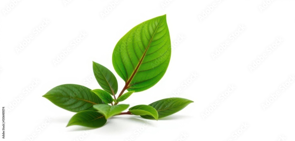 Obraz premium Single vibrant green plant, isolated on pure white, eco, sprout