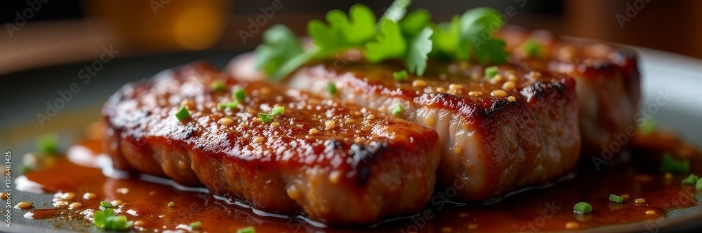 Close up of sizzling, tender NY strip steak bites, image, sear Close up of sizzling, tender NY strip steak bites, image, sear