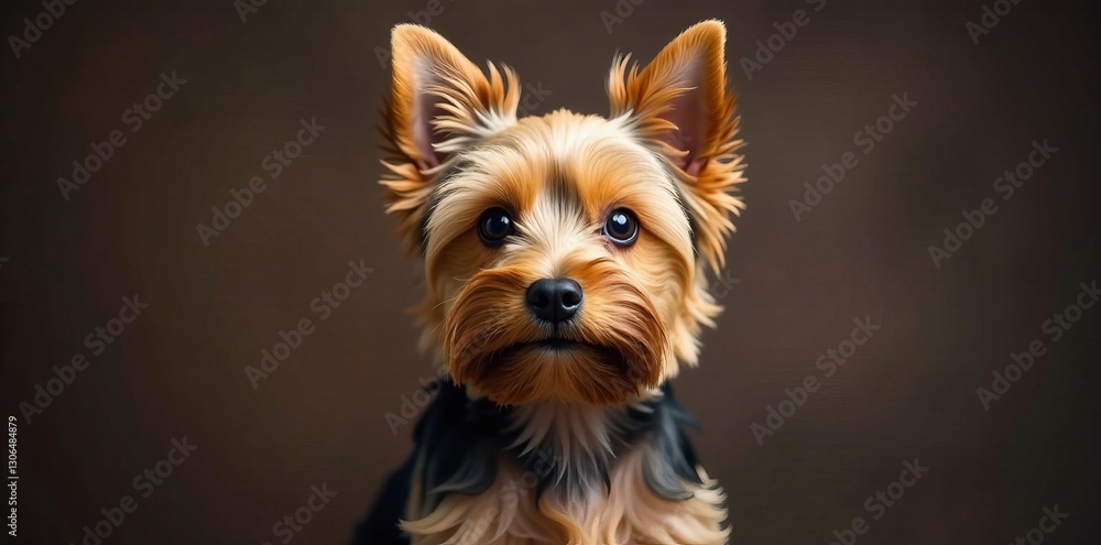 Adorable yorkshire terrier pup posing for a close-up portrait, adorable, portrait Adorable yorkshire terrier pup posing for a close-up portrait, adorable, portrait